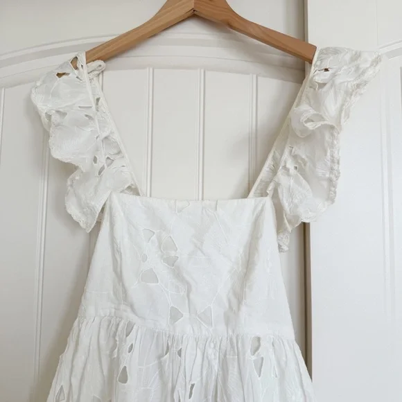 Anthropologie Forever That Girl White Tie-Back Ruffled Eyelet Dress - Picture 6 of 13